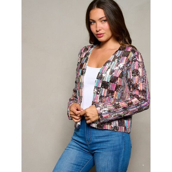 Sparkle Sequin Multi Color Jacket - Picture 3 of 5